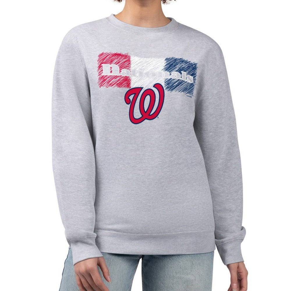 Washington Nationals Starter Women's Team Color Shading Fleece Pullover Sweatshirt Discount
