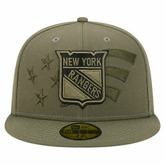 New York Rangers New Era Military Appreciation Flag 59FIFTY Fitted Hat - Olive | New Era Clearance