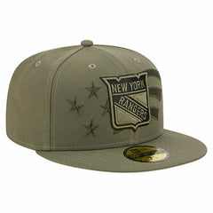 New York Rangers New Era Military Appreciation Flag 59FIFTY Fitted Hat - Olive | New Era Clearance