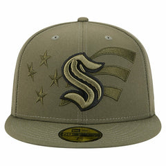Seattle Kraken New Era Military Appreciation Flag 59FIFTY Fitted Hat - Olive | New Era sale