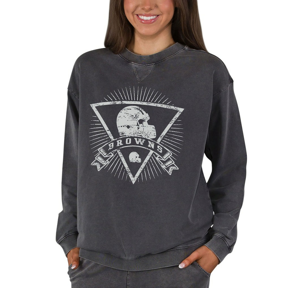 Cleveland Browns Concepts Sport Women's Boxy Mist French Terry Long Sleeve Top - Charcoal - NFL