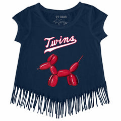 Minnesota Twins Tiny Turnip Girls Youth Balloon Dog Fringe T-Shirt Outlet