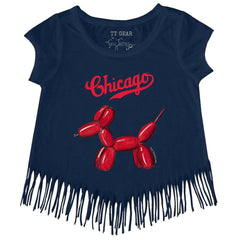 Chicago Cubs Tiny Turnip Girls Youth Balloon Dog Fringe T-Shirt Outlet