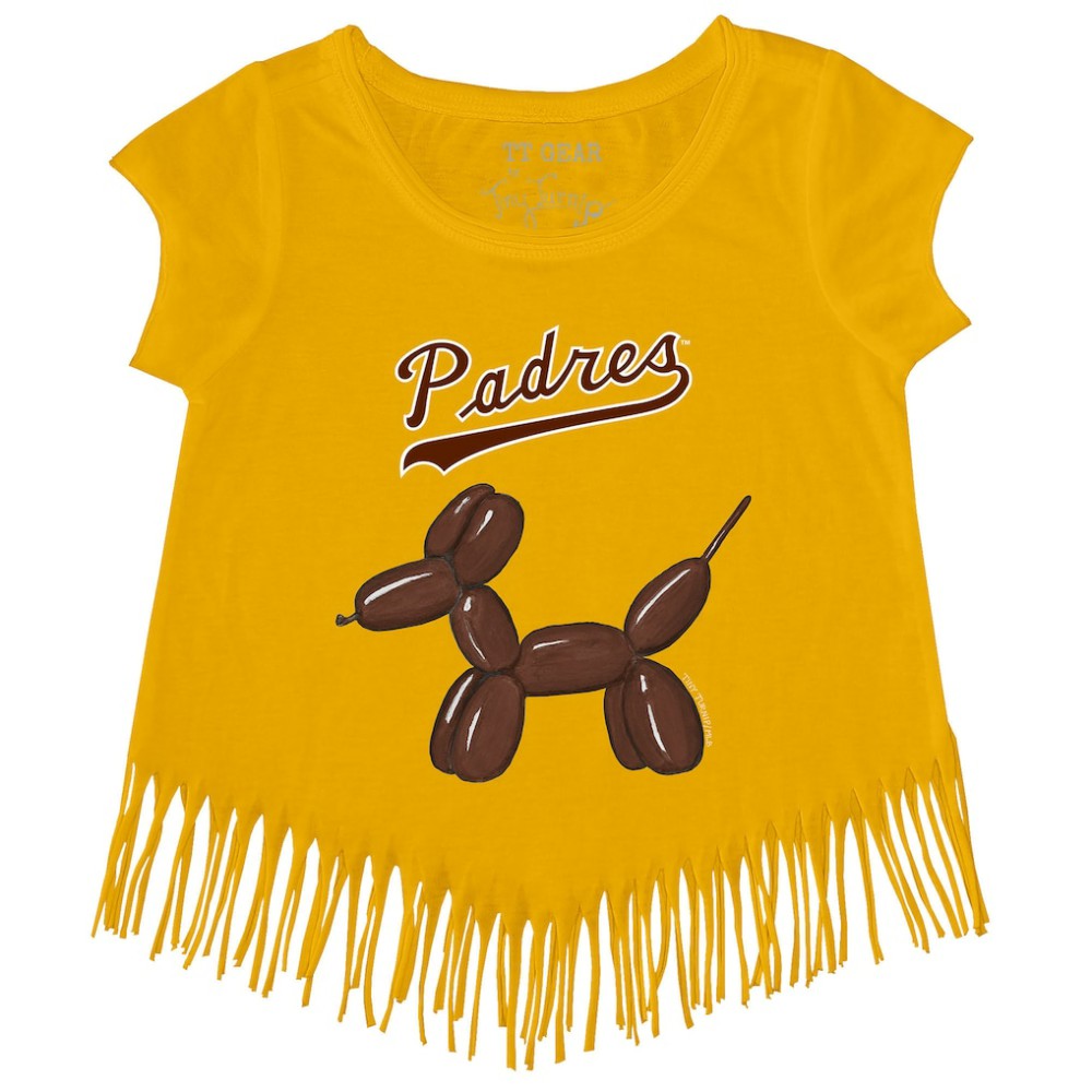 San Diego Padres Tiny Turnip Girls Youth Balloon Dog Fringe T-Shirt Near Me