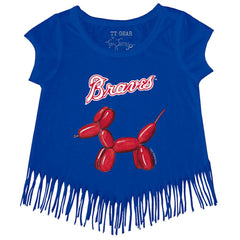 Atlanta Braves Tiny Turnip Girls Youth Balloon Dog Fringe T-Shirt Online