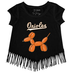 Baltimore Orioles Tiny Turnip Girls Youth Balloon Dog Fringe T-Shirt Discount