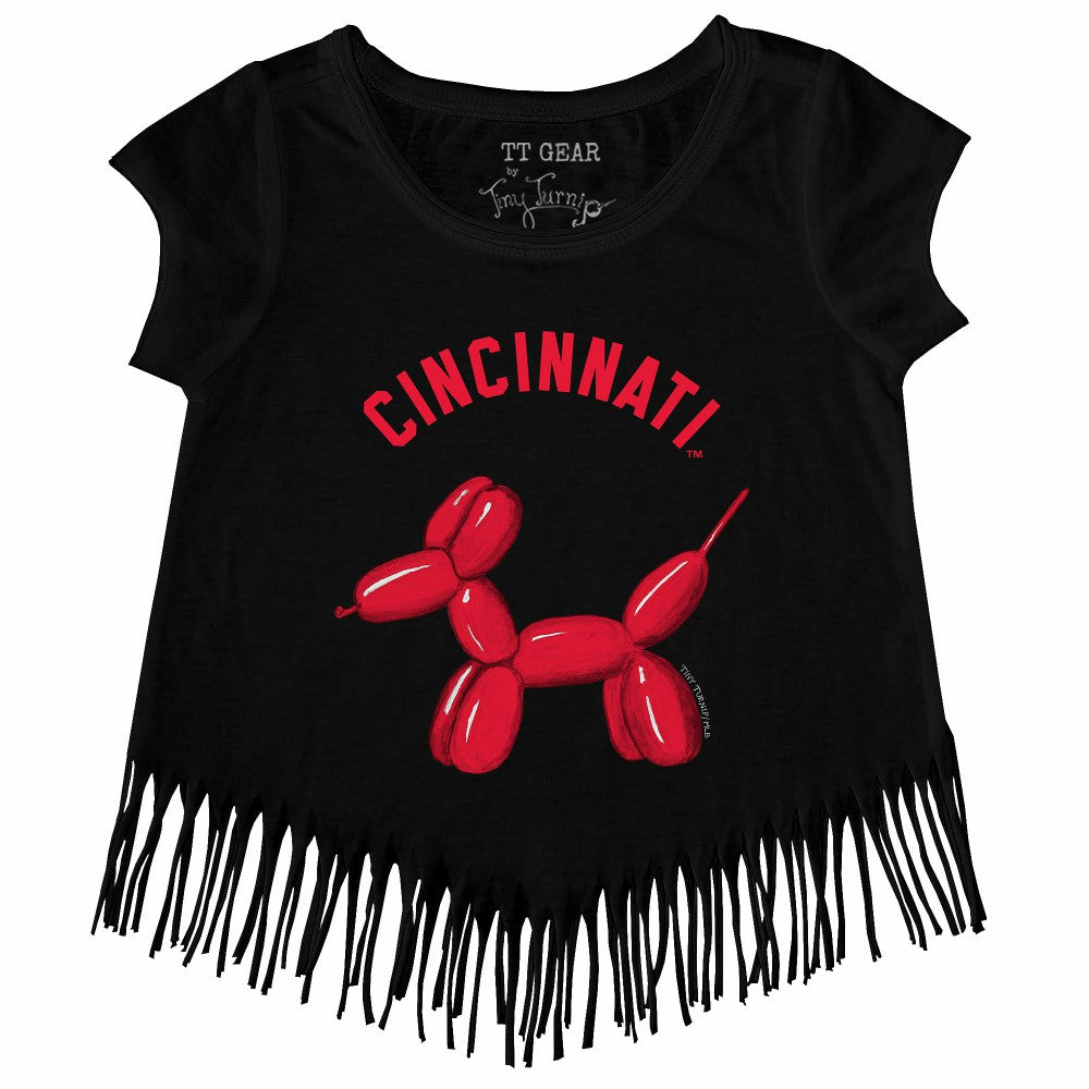 Cincinnati Reds Tiny Turnip Girls Youth Balloon Dog Fringe T-Shirt Near Me