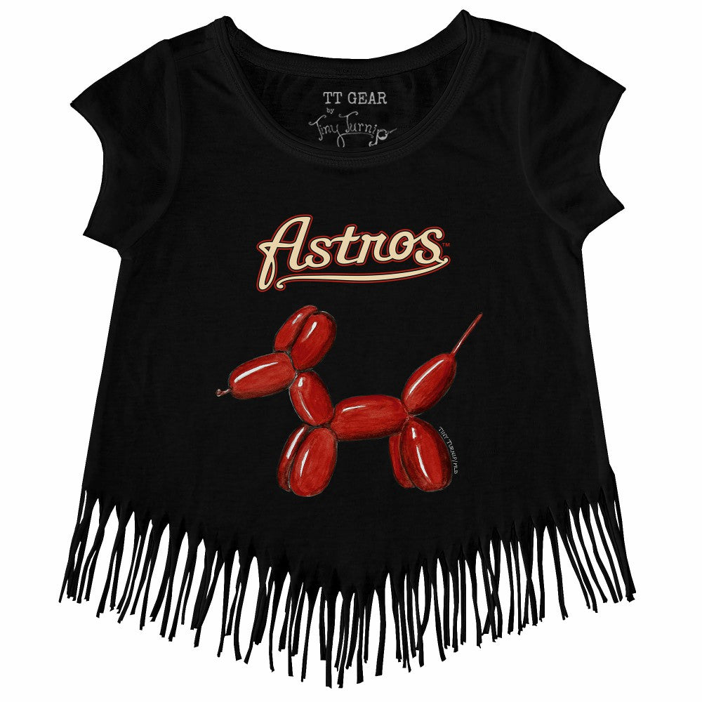 Houston Astros Tiny Turnip Girls Youth Balloon Dog Fringe T-Shirt Outlet