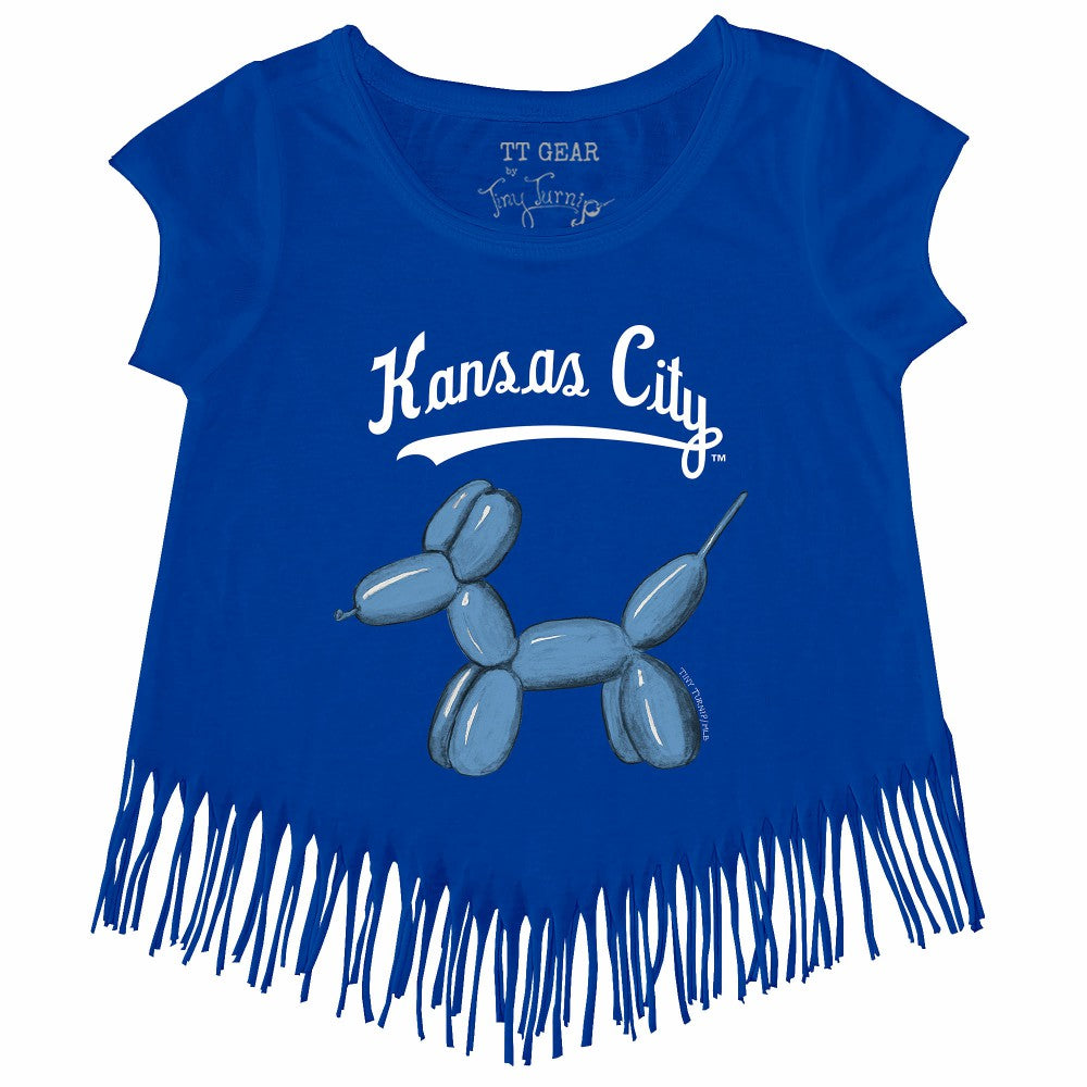 Kansas City Royals Tiny Turnip Girls Youth Balloon Dog Fringe T-Shirt for sale