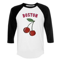 Boston Red Sox Tiny Turnip Women's Cherries 3/4-Sleeve Raglan Baseball T-Shirt for sale