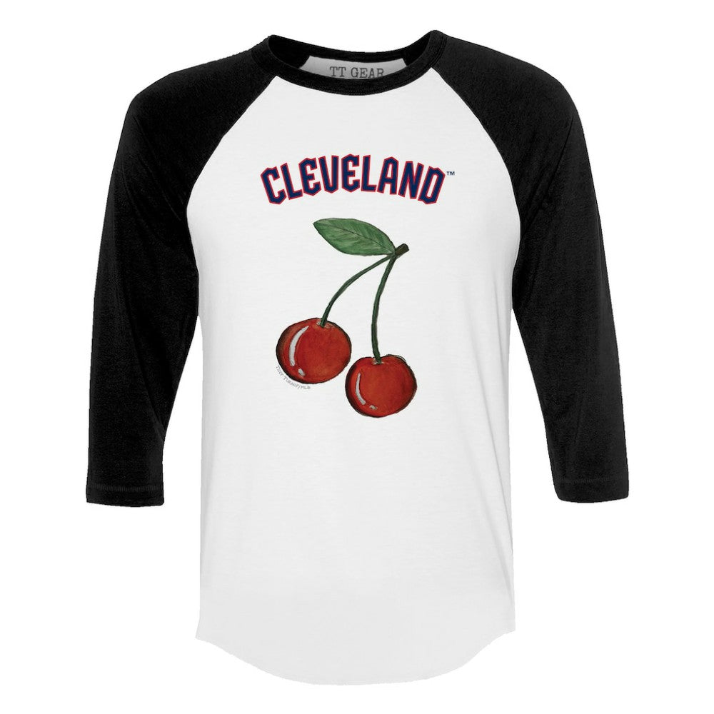 Cleveland Guardians Tiny Turnip Women's Cherries 3/4-Sleeve Raglan Baseball T-Shirt for sale
