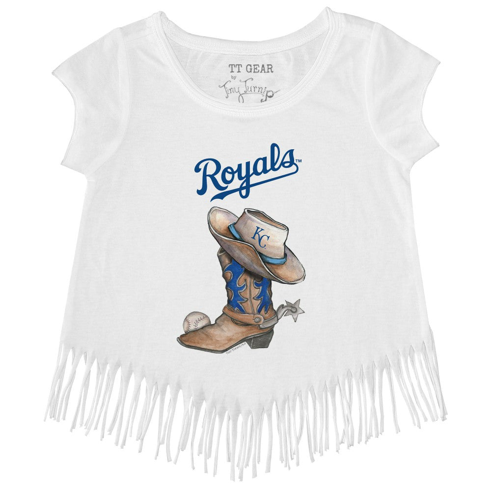 Kansas City Royals Tiny Turnip Girls Youth Cowboy Boot Fringe T-Shirt Online