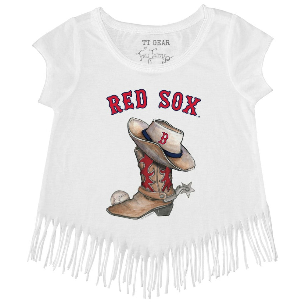 Boston Red Sox Tiny Turnip Girls Youth Cowboy Boot Fringe T-Shirt Online