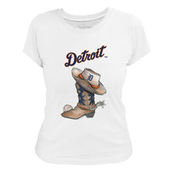 Detroit Tigers Tiny Turnip Women's Cowboy Boot T-Shirt for sale