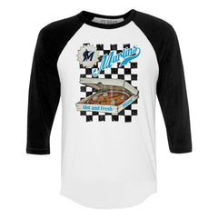 Miami Marlins Tiny Turnip Women's Pizza 3/4-Sleeve Raglan Baseball T-Shirt Sale