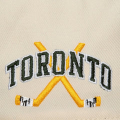 Toronto Maple Leafs Mitchell & Ness x Just Don Wave Script Pro Strapback Hat - Cream/Green | NHL Lifestyle