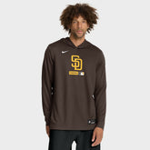 San Diego Padres Nike Authentic Collection Dri-FIT Long Sleeve Hooded T-Shirt Outlet