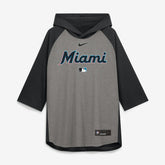 Miami Marlins Nike Authentic Collection Flux Dri-FIT Raglan 3/4-Sleeve Hooded T-Shirt Outlet