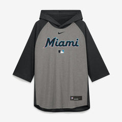 Miami Marlins Nike Authentic Collection Flux Dri-FIT Raglan 3/4-Sleeve Hooded T-Shirt Outlet