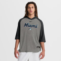 Miami Marlins Nike Authentic Collection Flux Dri-FIT Raglan 3/4-Sleeve Hooded T-Shirt Outlet