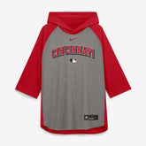 Cincinnati Reds Nike Authentic Collection Flux Dri-FIT Raglan 3/4-Sleeve Hooded T-Shirt for sale
