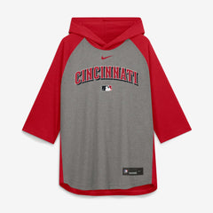 Cincinnati Reds Nike Authentic Collection Flux Dri-FIT Raglan 3/4-Sleeve Hooded T-Shirt for sale