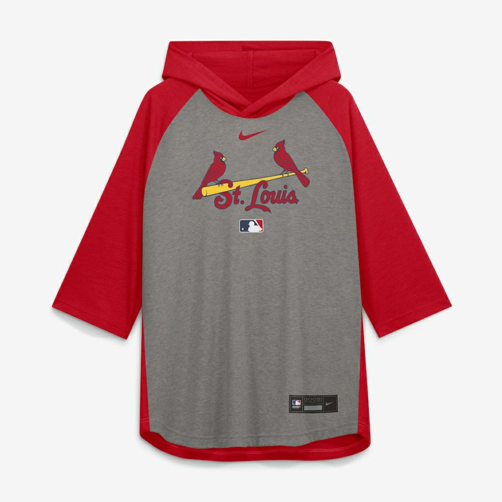 St. Louis Cardinals Nike Authentic Collection Flux Dri-FIT Raglan 3/4-Sleeve Hooded T-Shirt Outlet