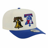 New Era Philadelphia 76ers Illustrated Mascot 2-Toned Pre-Curved A-Frame 9FIFTY Adjustable Hat Cream