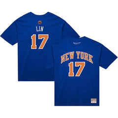 Mitchell & Ness Jeremy Lin New York Knicks Name & Number T-Shirt Blue