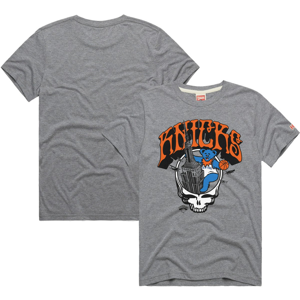New York Knicks x Grateful Dead Homage Skull Tri-Blend T-Shirt Gray