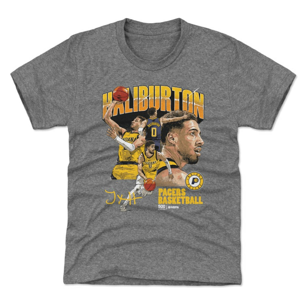 Tyrese Haliburton Indiana Pacers 500 Level Youth Collage T-Shirt Gray
