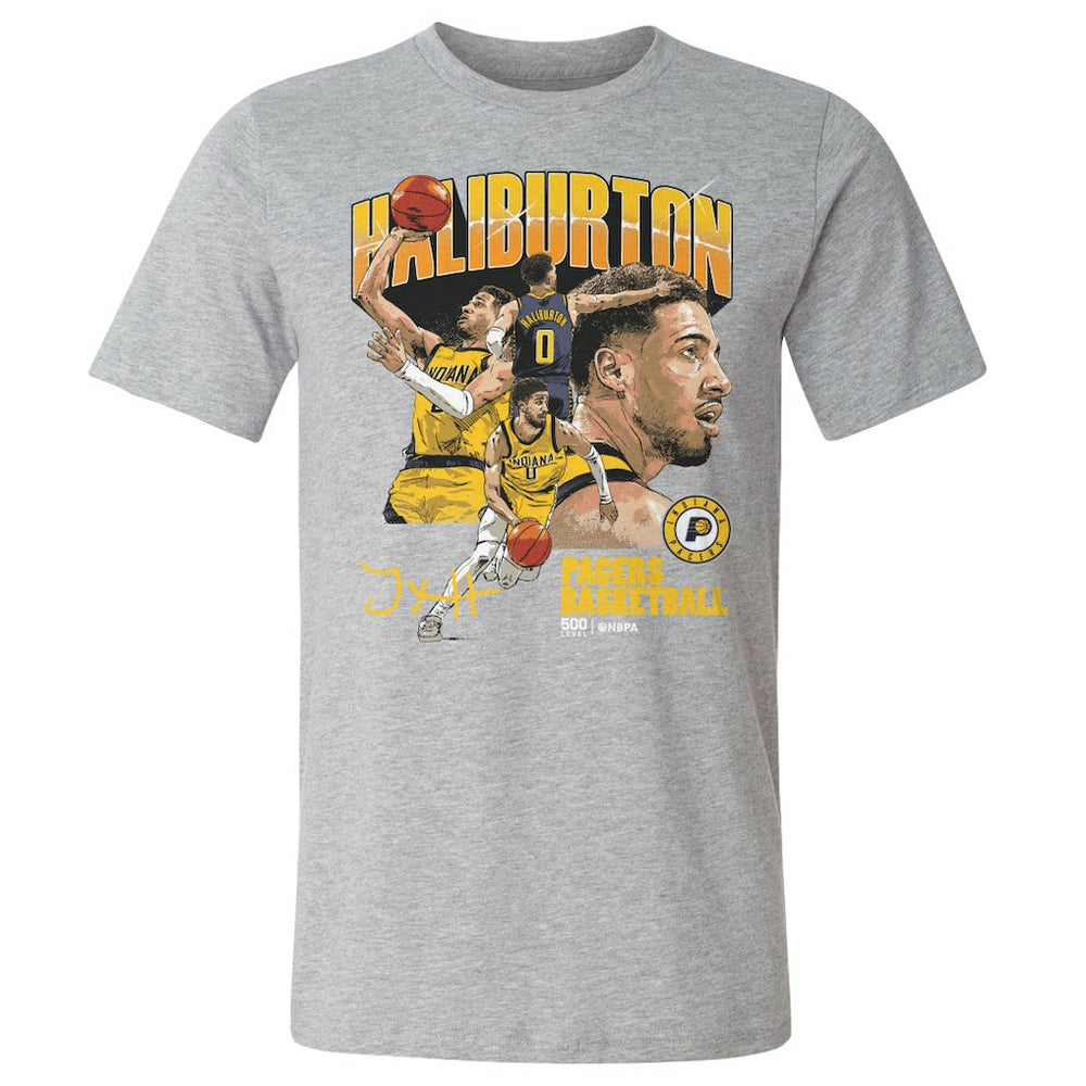 Tyrese Haliburton Indiana Pacers 500 Level Collage T-Shirt Heather Gray