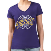 Minnesota Vikings G-III 4Her by Carl Banks Women's Super-Slim Fit Lightweight Pinstripe Circle V-Neck T-Shirt - Purple - NFL