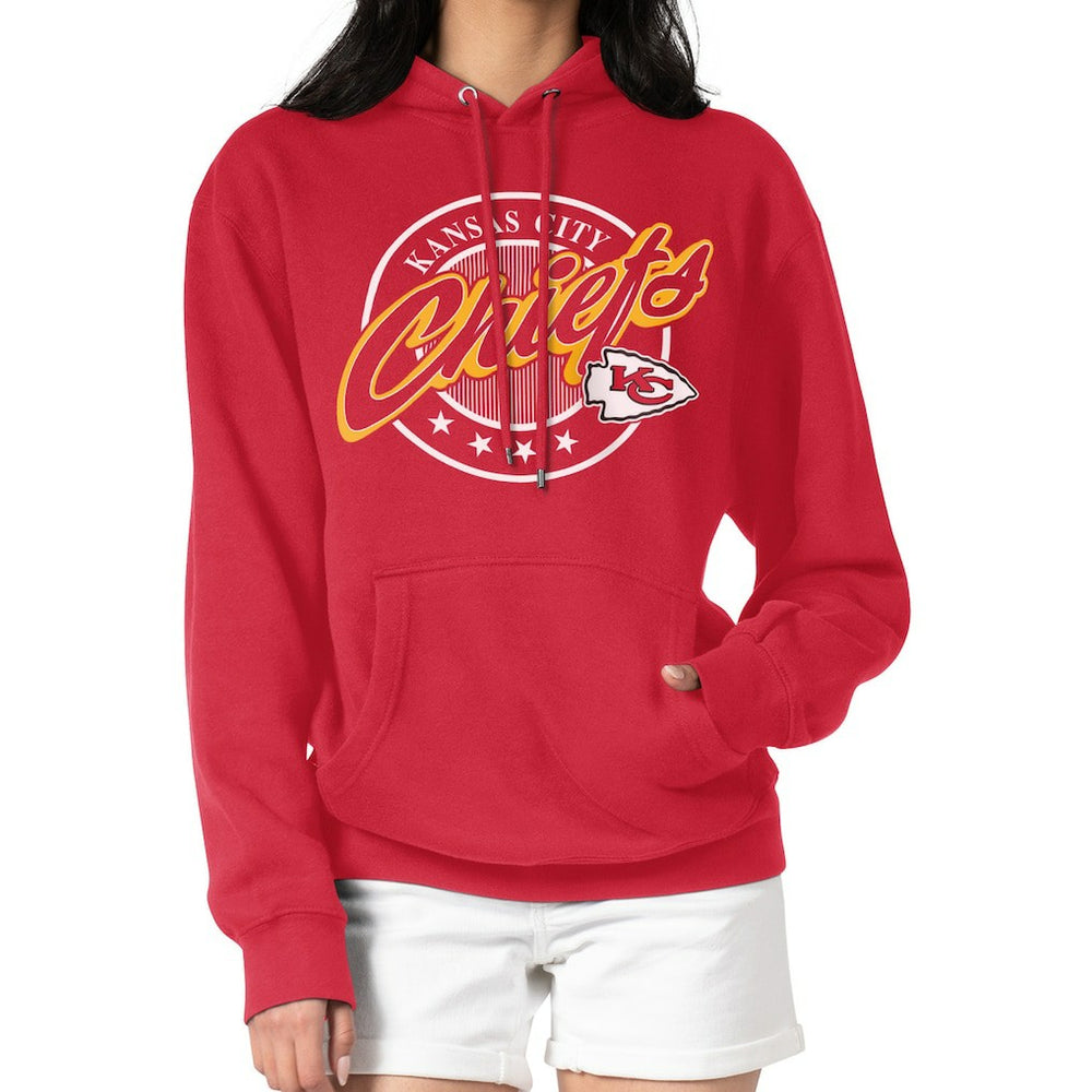 Kansas City Chiefs G-III 4Her by Carl Banks Women's Pinstripe Circle Fleece Pullover Hoodie - Red - NFL