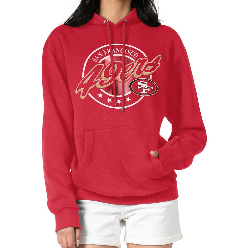 San Francisco 49ers G-III 4Her by Carl Banks Women's Pinstripe Circle Fleece Pullover Hoodie - Scarlet - NFL