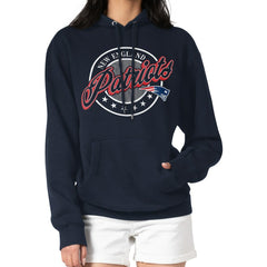 New England Patriots G-III 4Her by Carl Banks Women's Pinstripe Circle Fleece Pullover Hoodie - Navy - NFL