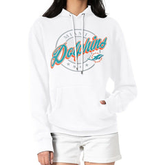 Miami Dolphins G-III 4Her by Carl Banks Women's Pinstripe Circle Fleece Pullover Hoodie - White - NFL