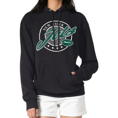 New York Jets G-III 4Her by Carl Banks Women's Pinstripe Circle Fleece Pullover Hoodie - Black - NFL