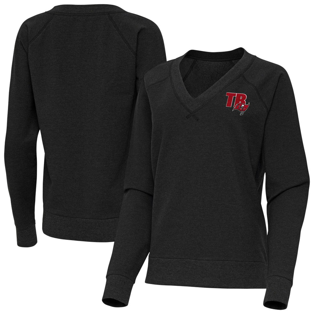 Tampa Bay Buccaneers Antigua Women's Varsity Tri-Blend V-Neck Long Sleeve T-Shirt - Heather Black - NFL