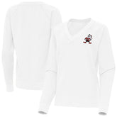 Cleveland Browns Antigua Women's Varsity Tri-Blend V-Neck Long Sleeve T-Shirt - White - NFL