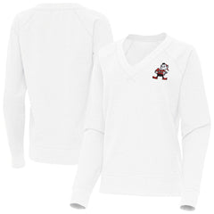 Cleveland Browns Antigua Women's Varsity Tri-Blend V-Neck Long Sleeve T-Shirt - White - NFL