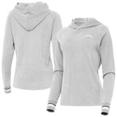 Los Angeles Chargers Antigua Women's Trek Raglan Pullover Hoodie - Heather Gray - NFL