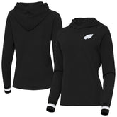 Philadelphia Eagles Antigua Women's Trek Raglan Pullover Hoodie - Black - NFL
