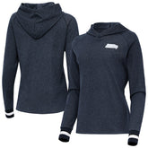 Seattle Seahawks Antigua Women's Trek Raglan Pullover Hoodie - Heather College Navy - NFL