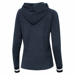 Houston Texans Antigua Women's Trek Raglan Pullover Hoodie - Heather Navy - NFL