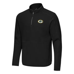 Green Bay Packers Antigua Step Up Quarter-Zip Pullover - Black - NFL