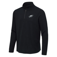Philadelphia Eagles Antigua Sync Tri-Blend Quarter-Zip Pullover - Heather Black - NFL