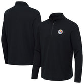Pittsburgh Steelers Antigua Sync Tri-Blend Quarter-Zip Pullover - Heather Black - NFL