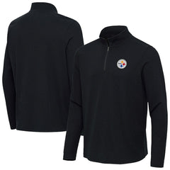 Pittsburgh Steelers Antigua Sync Tri-Blend Quarter-Zip Pullover - Heather Black - NFL