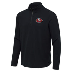 San Francisco 49ers Antigua Sync Tri-Blend Quarter-Zip Pullover - Heather Black - NFL